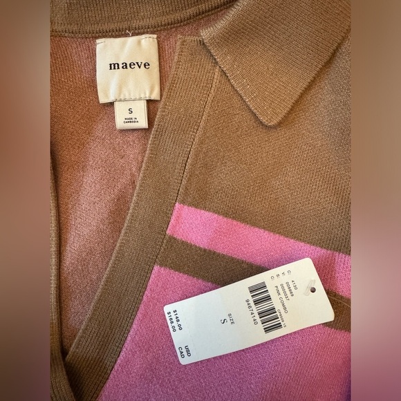 NWT Size S (P2P 23") - By Anthropologie Color Block Mini Sweater Dress - Picture 5 of 16